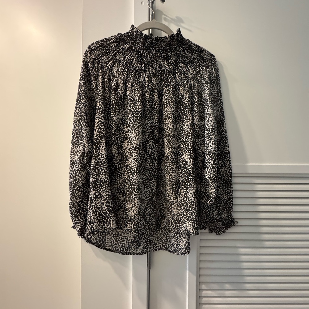 Chelsea28 Black and White Pattern Blouse